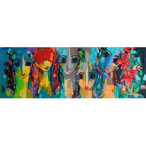 Noshi, 12 x 36 Inch, Acrylic on Canvas, Figurative Painting, AC-NOS-029